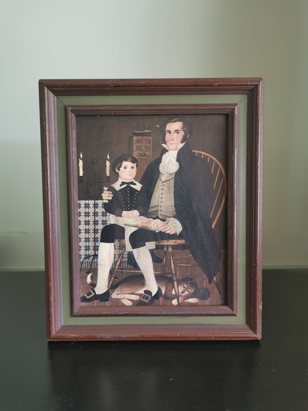 Charles Wysocki Art Print Father & Son Folk Art Framed 12.5" x 10.5"